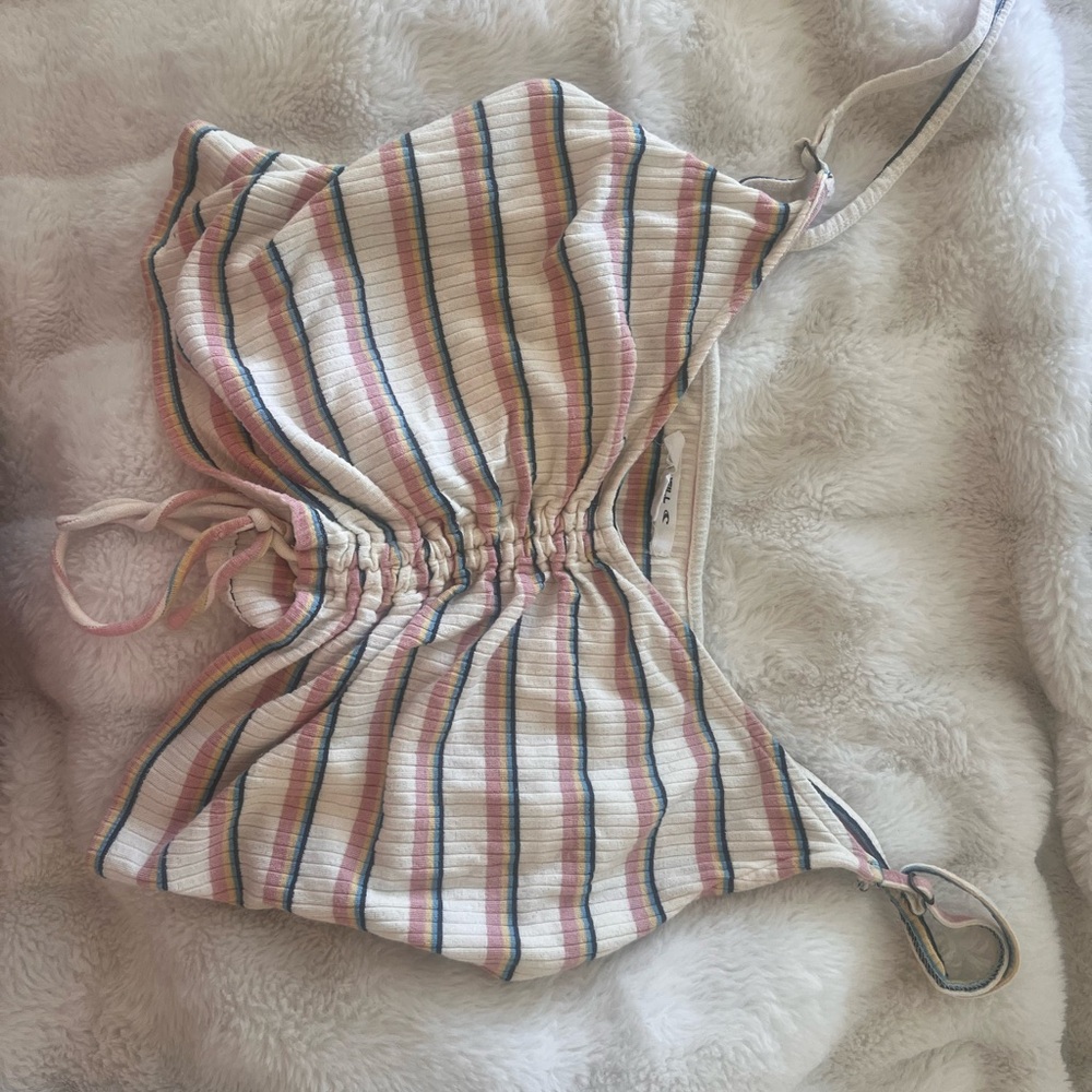 Oneill Striped Drawstring Crop Top